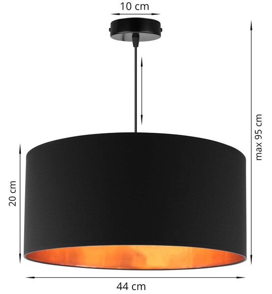 Závesné svietidlo Shade, 1x textilné tienidlo (výber zo 4 farieb), (výber z 3 farieb konštrukcie), (fi 44cm), g
