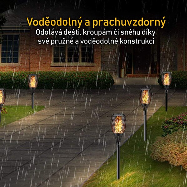 Bezdoteku LEDSolar 96 solárne vonkajšie horiacu fakľu pochodeň 2 ks, 96 LED, bezdrôtové, IPRO, 1W, teplá farba