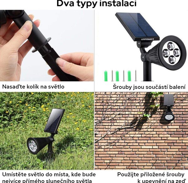 Bezdoteku LEDSolar 4 solárne vonkajšie svetlo svietidlo do zeme 2 ks, 4 LED, bezdrôtové, iPRO, 1W, studená farba