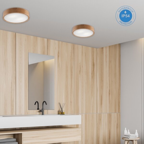 Kúpeľňové stropné svietidlo OAK 3xE27/15W/230V dub pr. 37 cm IP54
