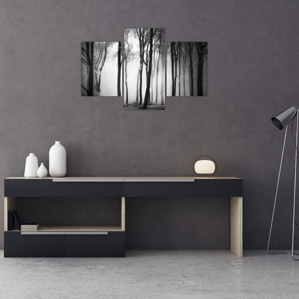 Obraz - Vlk v temnom lese (90x60 cm)