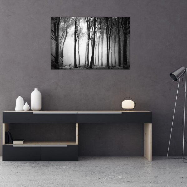 Obraz - Vlk v temnom lese (90x60 cm)