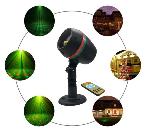 Bezdoteku LED vianočné laser červená zelená projektor RG, IPRO, 5W, červená zelená