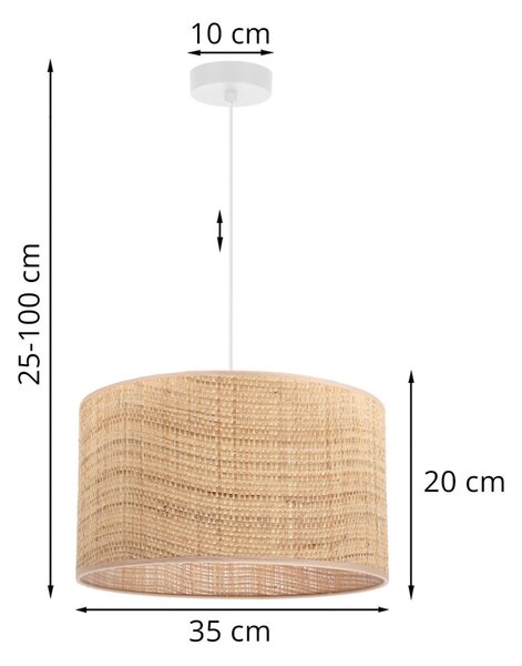 Závesné svietidlo Rattan, 1x ratanové tienidlo, (fi 35cm), w