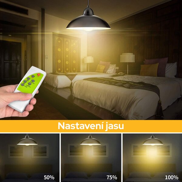Bezdoteku LEDSolar 12 solárna závesná lampa na záhradu s diaľkovým ovládaním, iPRO, 8W, studená farba