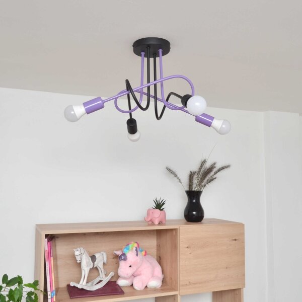Prisadený luster OXFORD 4xE27/15W/230V čierna/fialová