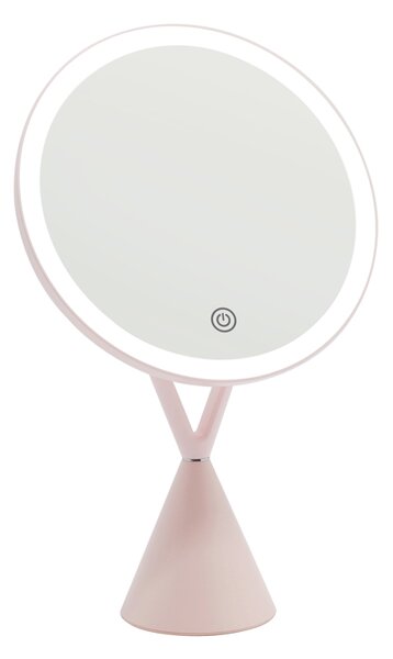 Bezdoteku LED kozmetické make-up zrkadlo X okrúhle nabíjacie ružové