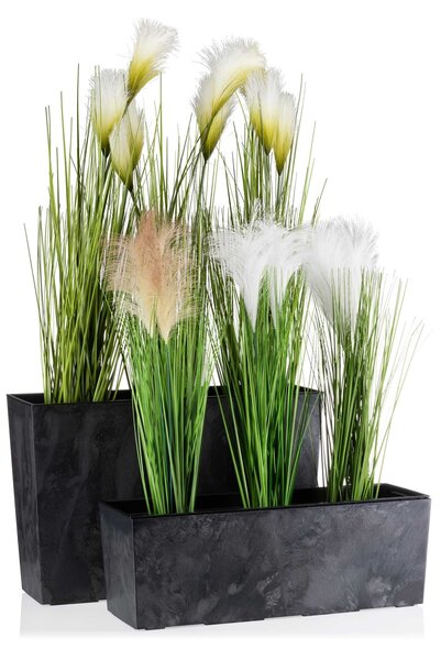 PLASTOVÝ KVETINÁČ BLOOM 36X56 CM IMITÁCIA BETÓNU ČIERNA