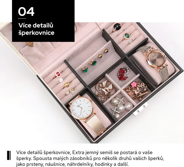 Bezdoteku Šperkovnica Elizabeth čierno-biela