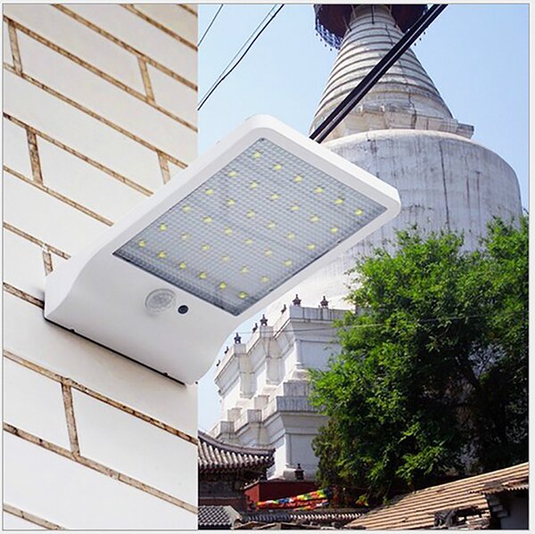 Bezdoteku LEDSolar 36 nástenná lampa s vysunutím biela, sa senzorom, bezdrôtové, 2,5 W, studená farba