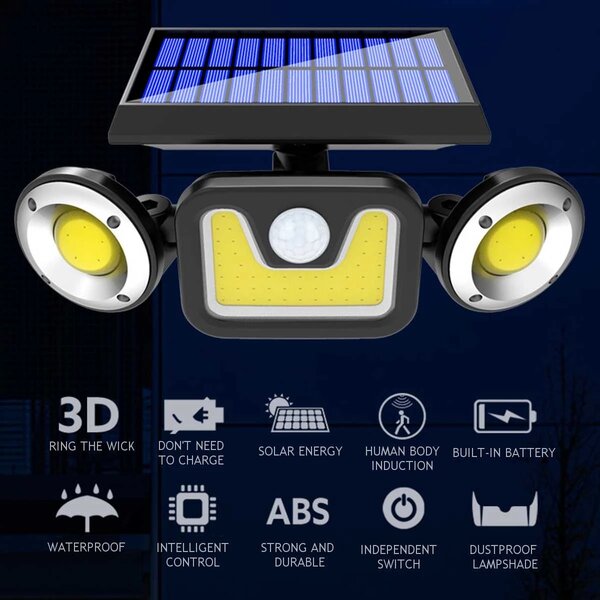Bezdoteku LEDSolar 83 COB vonkajšie svetlo, bezdrôtové, 5W, studené sv