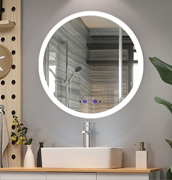 Bezdoteku Nemlžící kúpeľňové zrkadlo guľaté s LED osvetlením 60x60 cm KZ3
