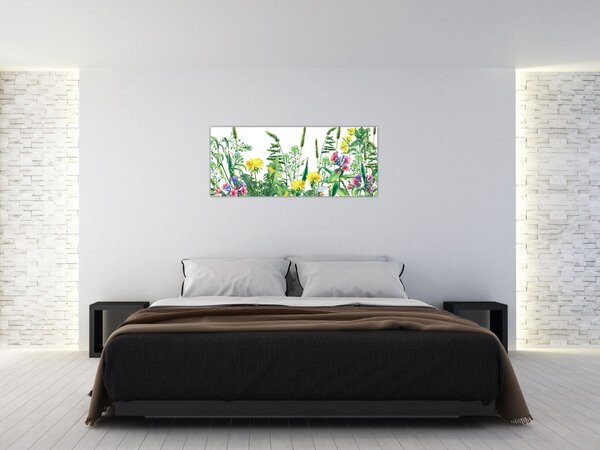 Obraz - Maľované lúčne kvety (120x50 cm)