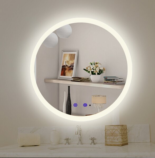 Bezdoteku Nemlžící kúpeľňové zrkadlo guľaté s LED osvetlením 60x60 cm KZ3