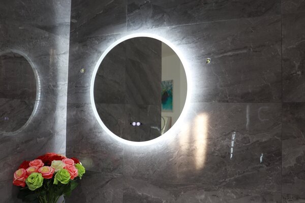 Bezdoteku Nemlžící kúpeľňové zrkadlo guľaté s LED osvetlením 60x60 cm KZ3