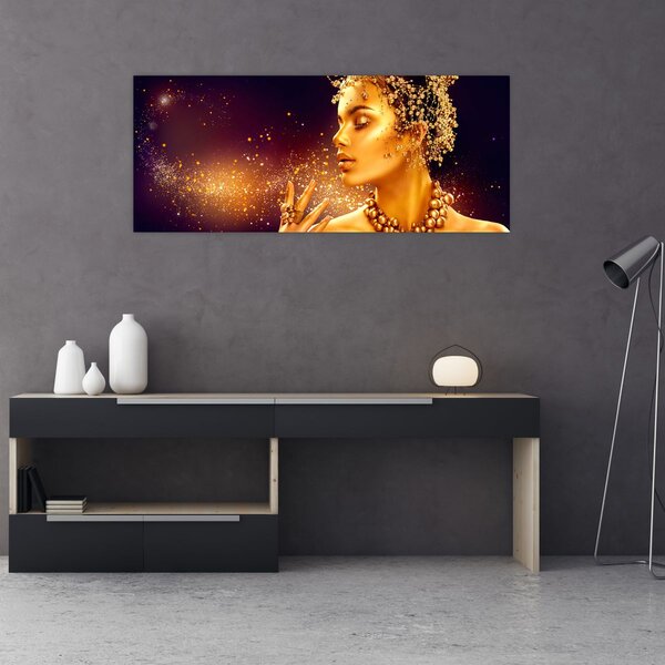 Obraz - Zlatý makeup (120x50 cm)