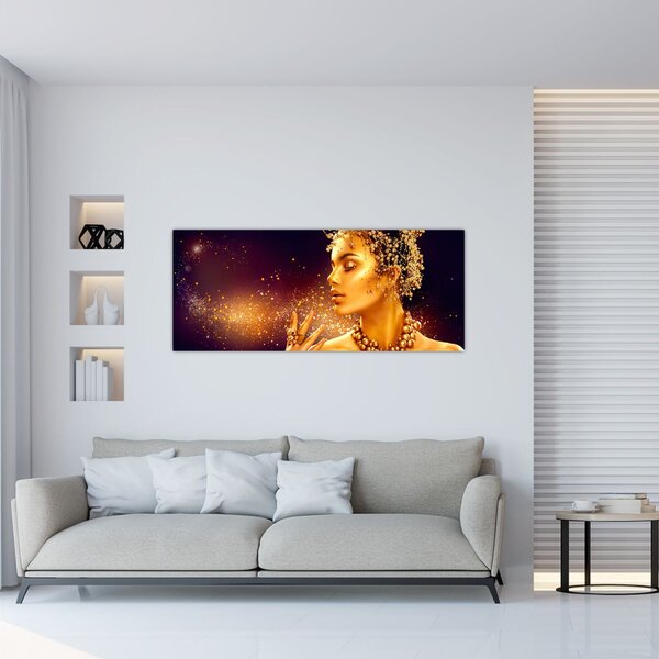 Obraz - Zlatý makeup (120x50 cm)