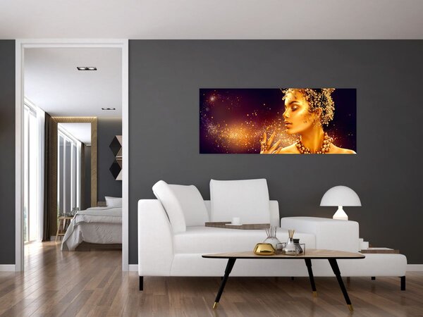 Obraz - Zlatý makeup (120x50 cm)