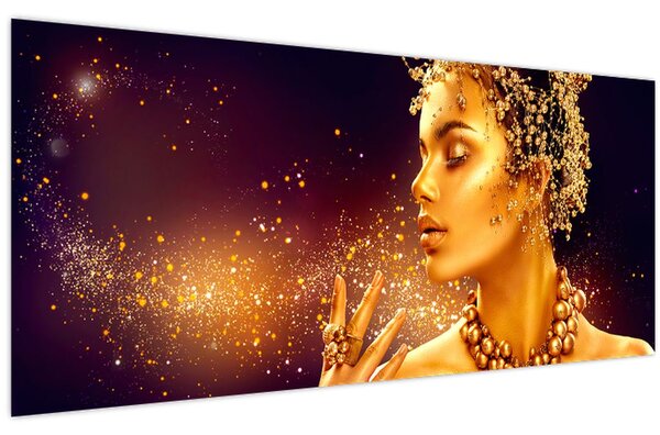 Obraz - Zlatý makeup (120x50 cm)