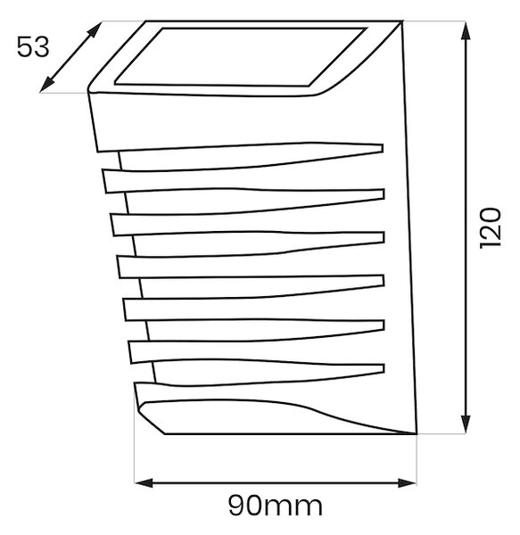 Exteriérové solárne nástenné LED svietidlo Strip, 1x LED 0,12w, čierna