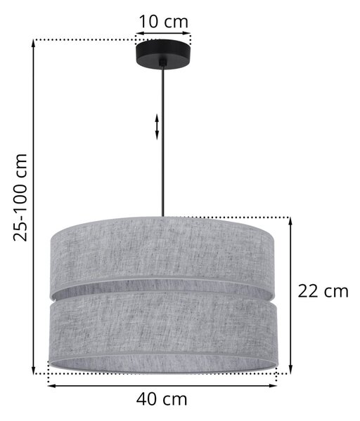 Závesné svietidlo Len, 1x šedé textilné tienidlo, (fi 40 cm), b