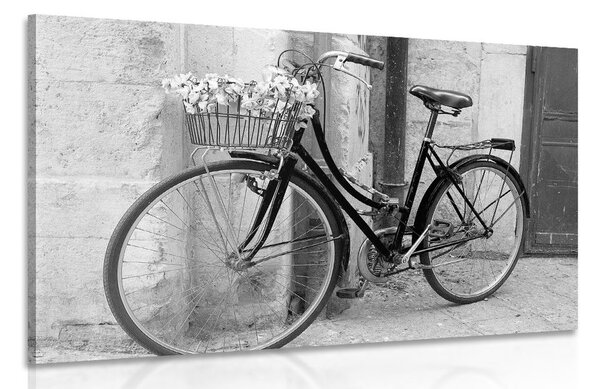 Obraz rustikálny bicykel v čiernobielom prevedení