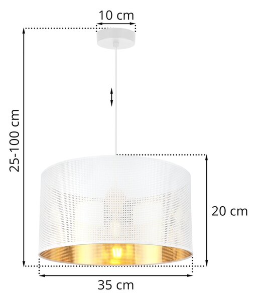 Závesné svietidlo Asti0, 1x biele PVC tienidlo, (fi 35cm), g, w