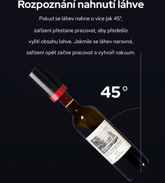 Bezdoteku Elektrická vákuová zátka na víno čierna VACU