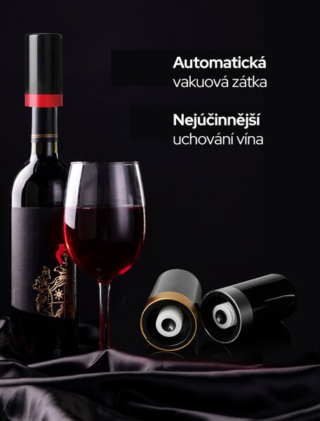 Bezdoteku Elektrická vákuová zátka na víno čierna VACU