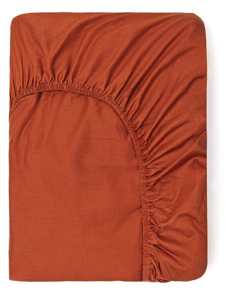 Tmavá oranžová bavlnená elastická plachta Good Morning, 160 x 200 cm