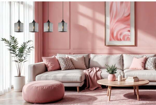 Závesné svietidlo Riffle Square, 4x grafitové sklenené tienidlo, b