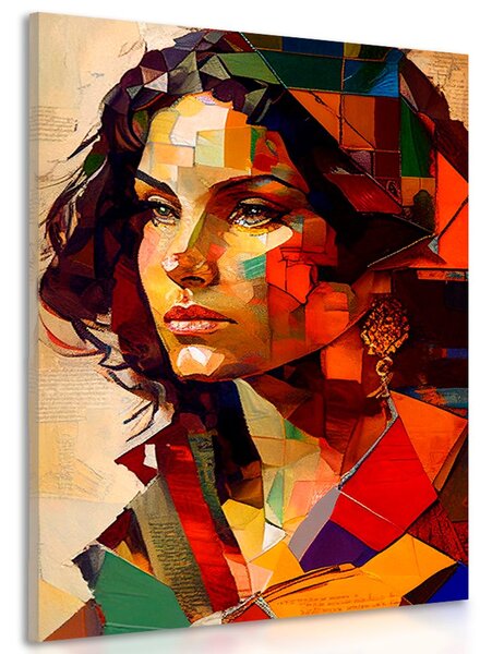 Obraz profil ženy v patchwork dizajne