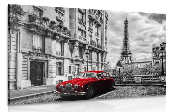 Obraz červené retro auto v Paríži