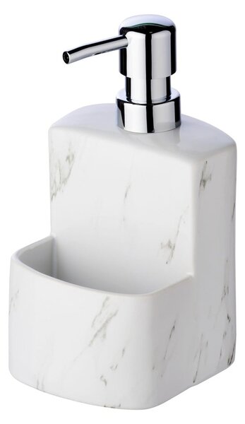 Biely keramický dávkovač na mydlo Wenko Festival Marble, 380 ml