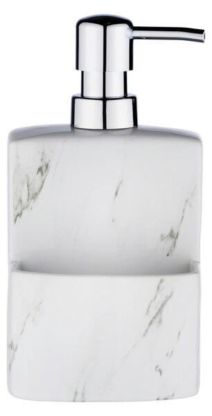 Biely keramický dávkovač na mydlo Wenko Festival Marble, 380 ml