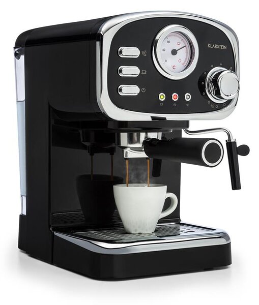 Klarstein Espressionata Gusto, espresso kávovar, 1100 W, tlak 15 bar, čierny