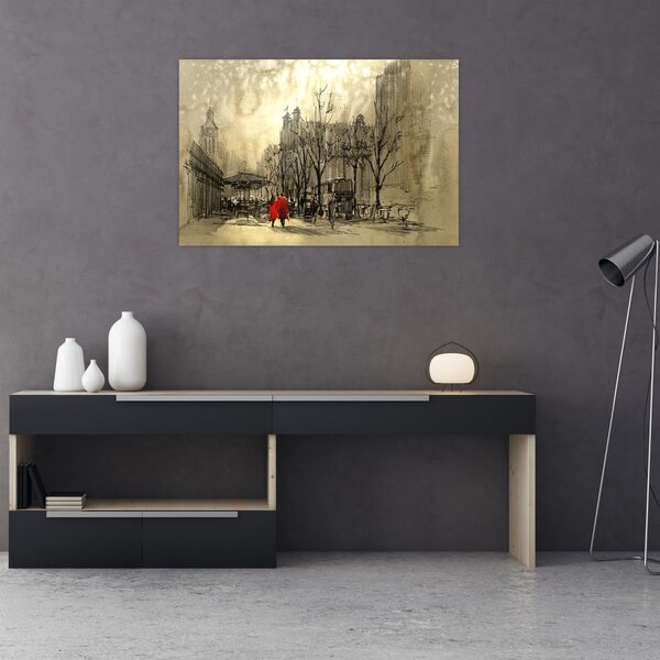 Obraz - Skica mestečka (90x60 cm)