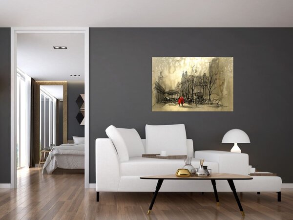 Obraz - Skica mestečka (90x60 cm)