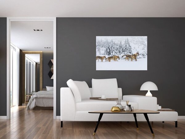 Obraz - Vlci v horách (90x60 cm)