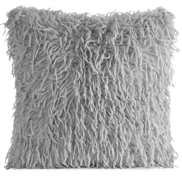 CHLPATÁ DEKORAČNÁ OBLIEČKA NA VANKÚŠ ADORE 45X45 CM STRIEBORNÁ