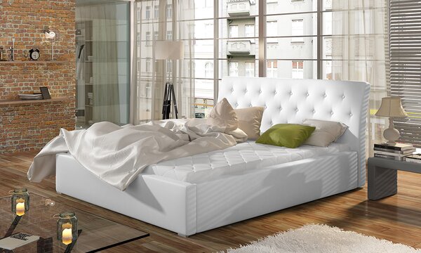 Čalúnená manželská posteľ s roštom Monzo 200 - biela
