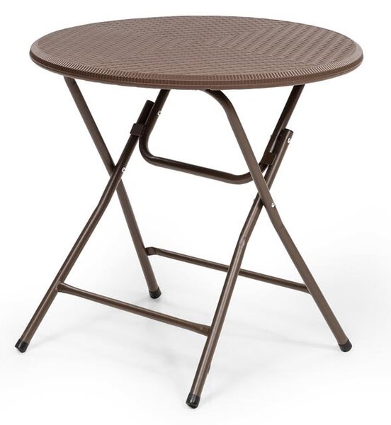 Blumfeldt Burgos Round, skladací stôl, polyratan, 80 cm Ø plocha stola, 4 osoby, hnedý