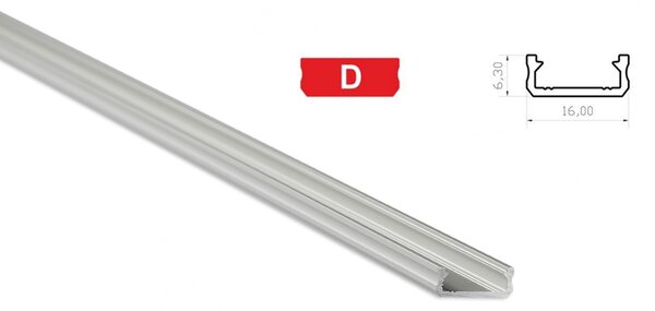 BERGE Hliníkový profil pre LED pásky D mini povrchový 1m ELOXOVANÝ