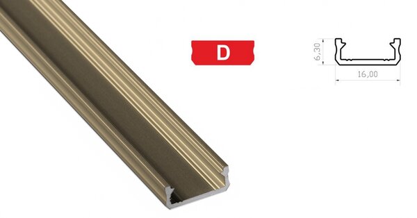 BERGE Hliníkový profil pro LED pásky D mini povrchový 2m INOX