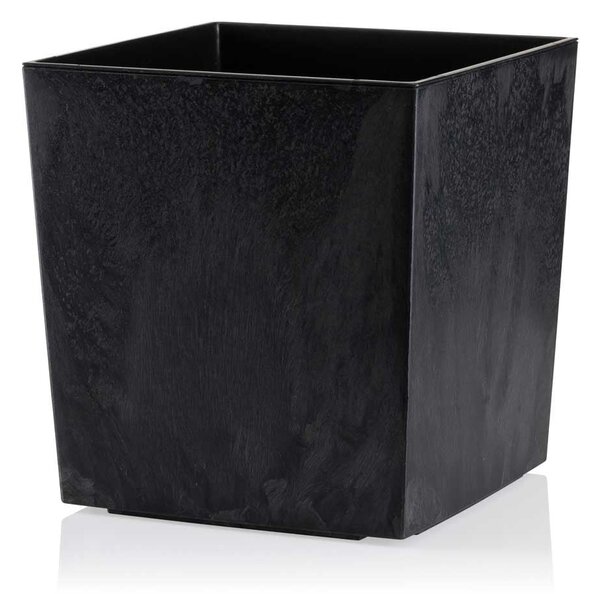 PLASTOVÝ KVETINÁČ FLORE 19X19 CM IMITÁCIA BETÓNU ČIERNA