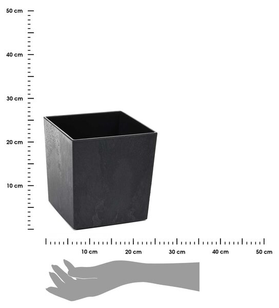 PLASTOVÝ KVETINÁČ FLORE 19X19 CM IMITÁCIA BETÓNU ČIERNA