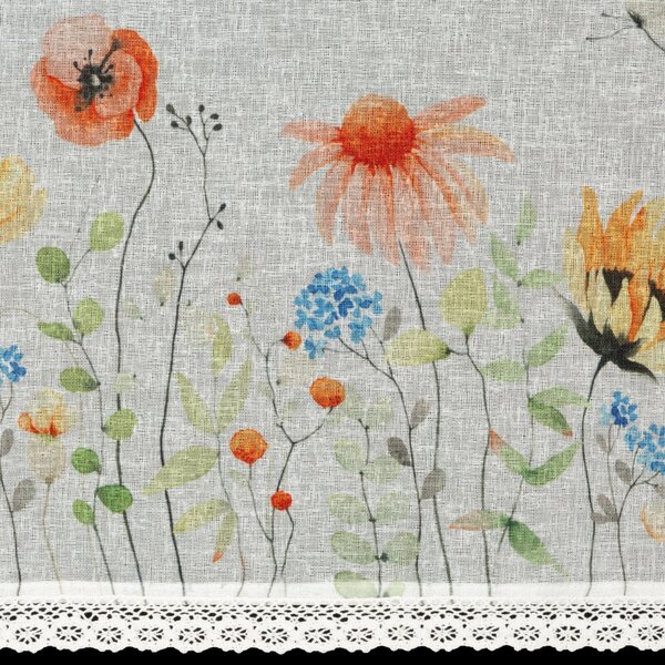 KRÁTKA ZÁCLONA NA PÁSKE NATI 150X30 CM KVETY