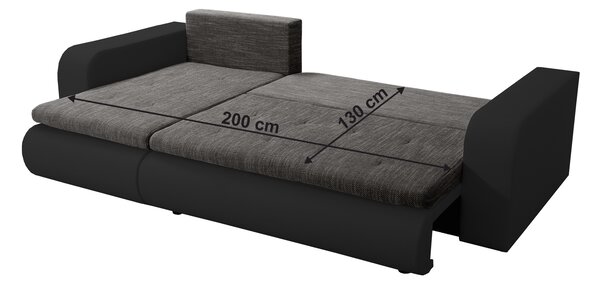 KONDELA Rozkladacia sedacia súprava, čierna/sivá, ľavá, BURAN ROH