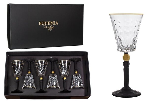 BOHEMIA PRESTIGE CONTE BLACK POHÁR NA VÍNO 260ML SADA 6 KS