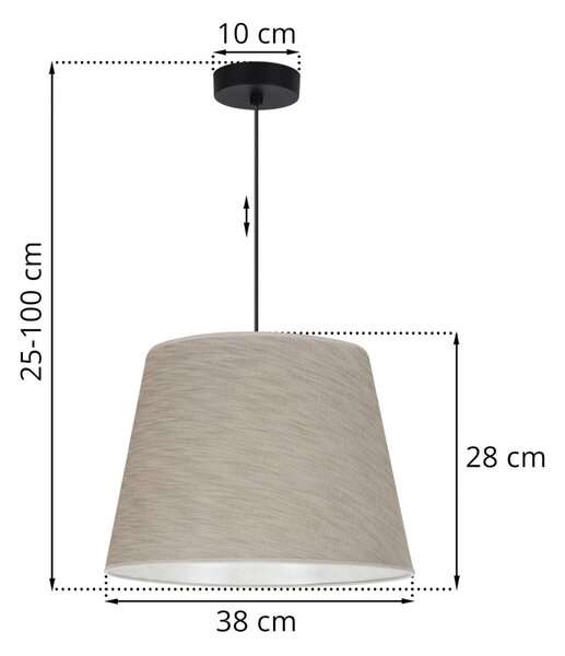 Závesné svietidlo Len, 1x béžové textilné tienidlo, (fi 38 cm), b